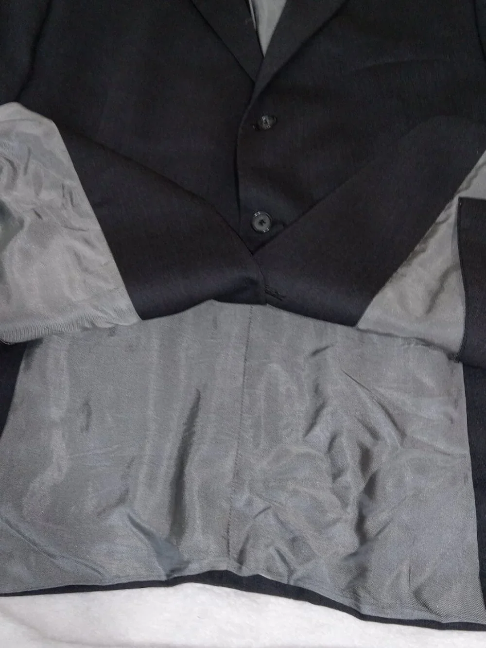 Vintage Calvin Klein 100% Wool Suit 46R 40x32 Black 3 Button Formal Business